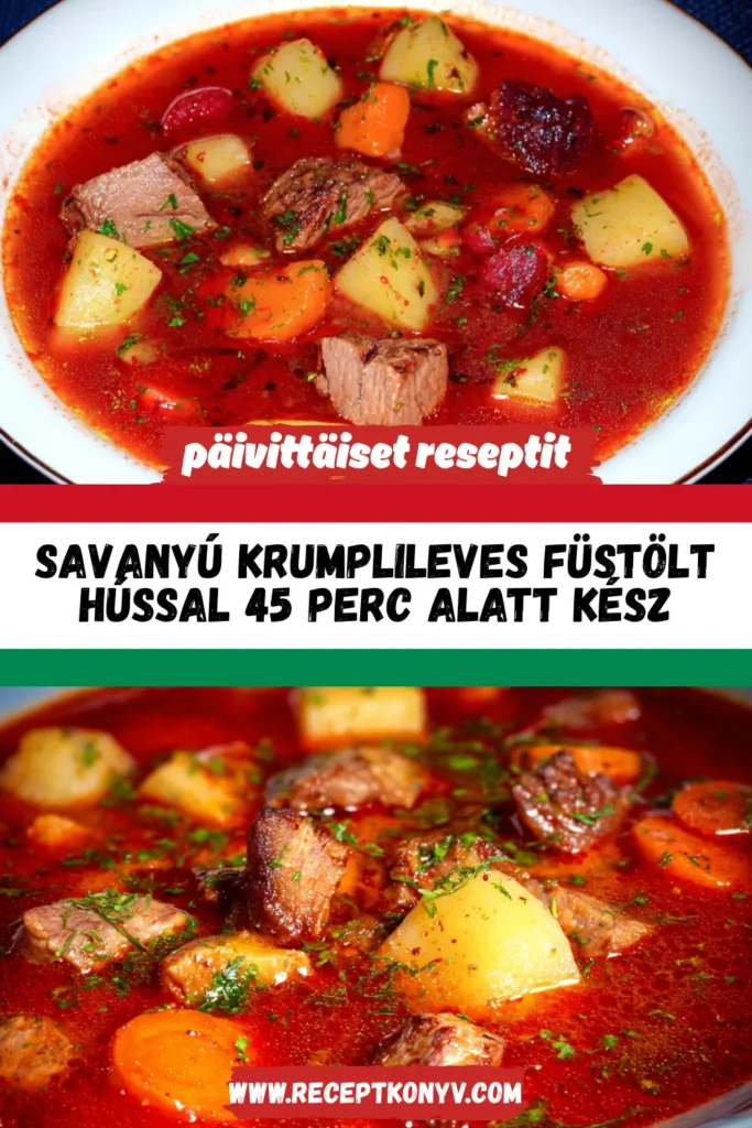 Savanyú krumplileves füstölt hússal 45 perc alatt kész