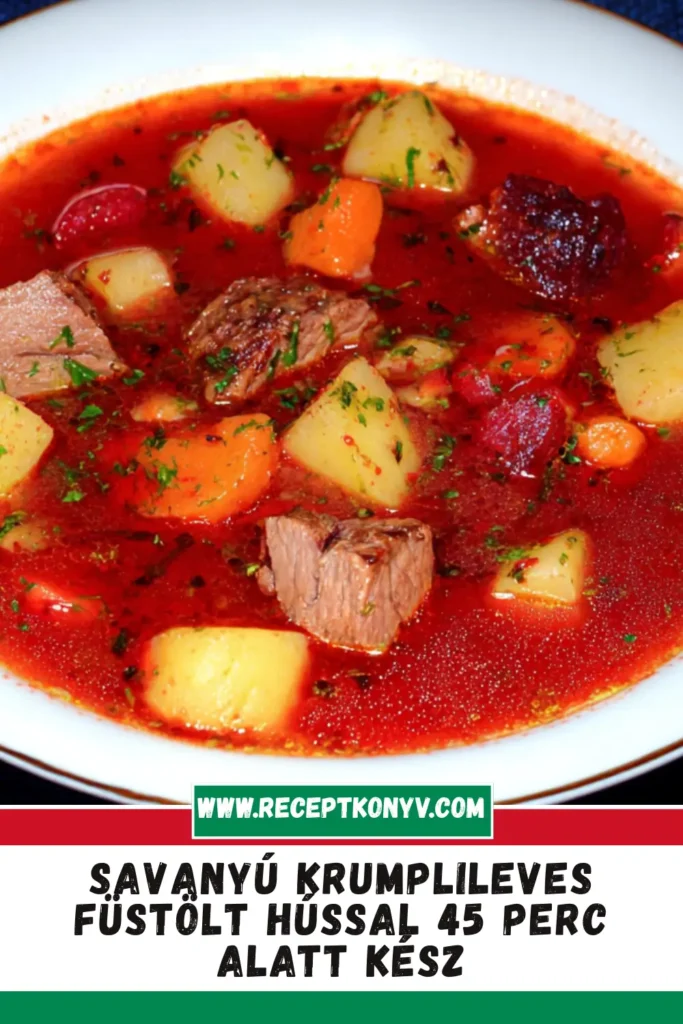 Savanyú krumplileves füstölt hússal 45 perc alatt kész